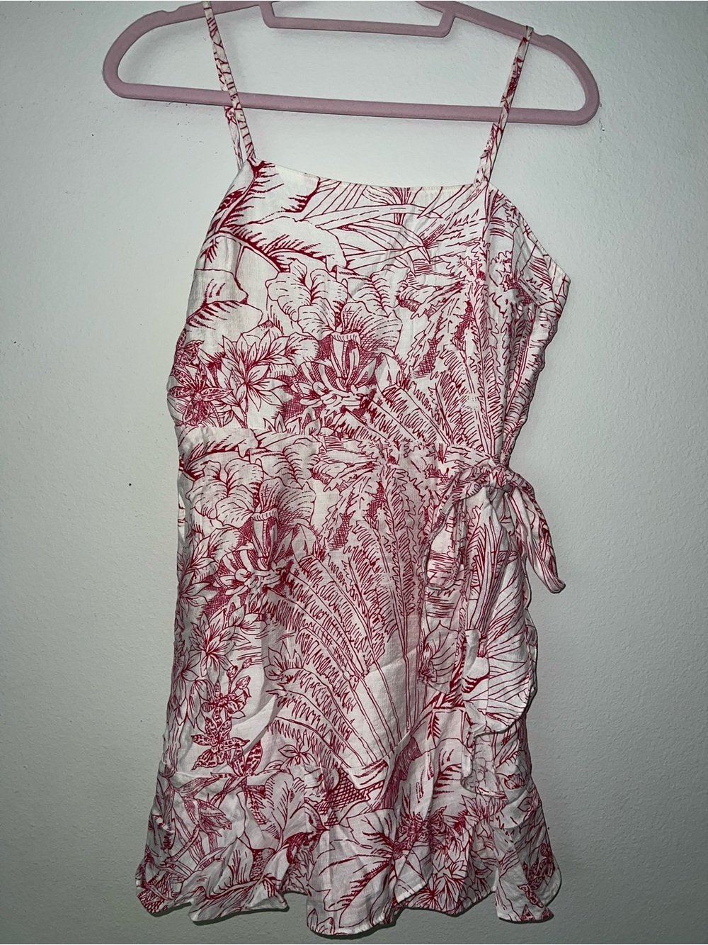 Express White Mini Dress with Red Floral Print